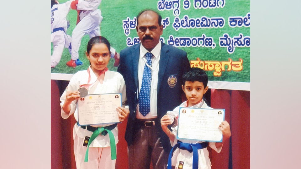 Siblings win prizes in Dasara Karate Championship