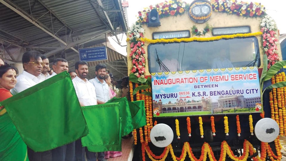 New electric train flagged off from Mysuru to Bengaluru