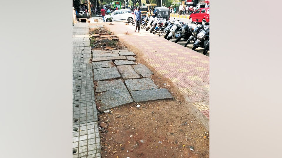 Shabby pavement works on Chamaraja Double Road