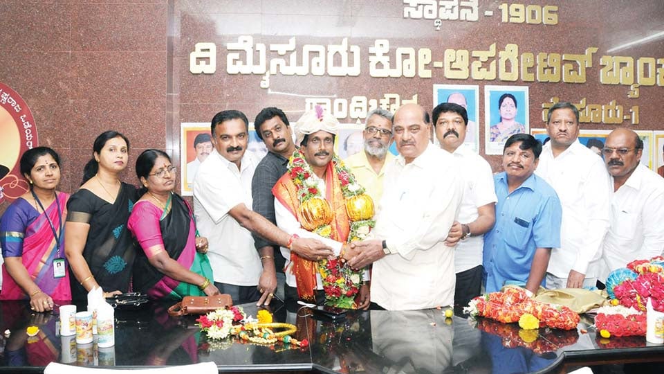 Elected unopposed as President of Mysore Co-operative Bank