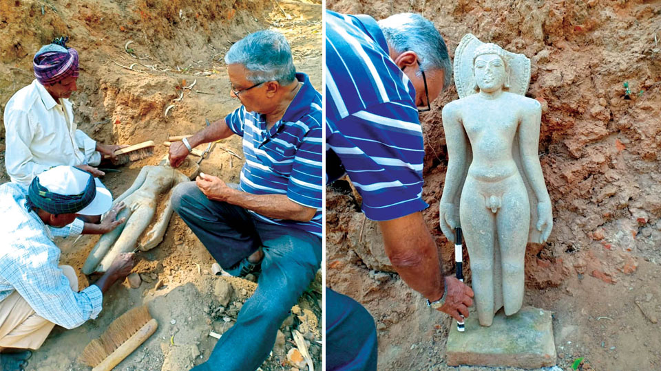 Seventh century Ganga Dynasty idol excavated at Talakad