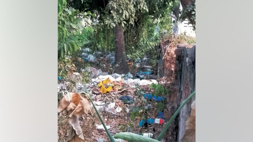 Vacant site as garbage dump  at Jayalakshmipuram