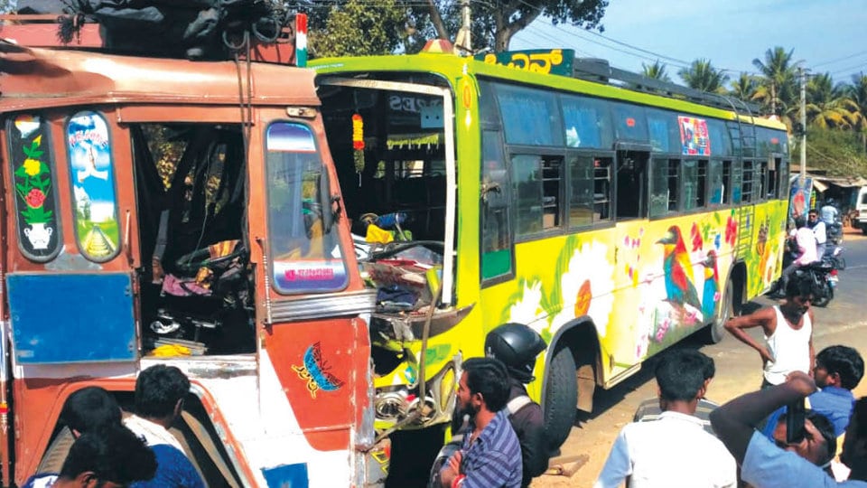 Passengers injured as truck rams into private bus