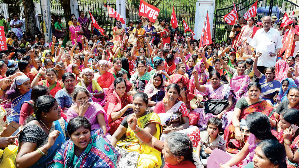 Anganwadi workers hit streets in city
