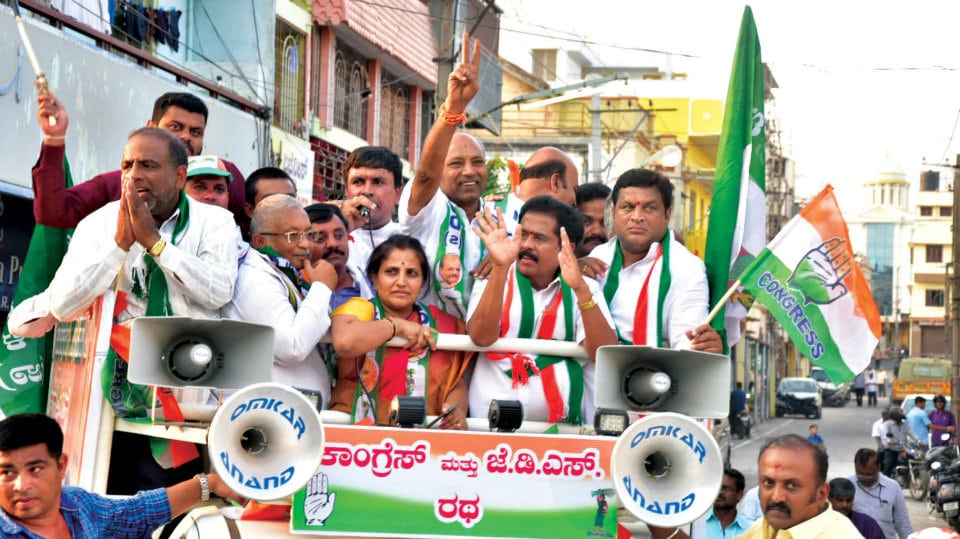Coalition candidate C.H. Vijayashankar holds campaign in KR Constituency