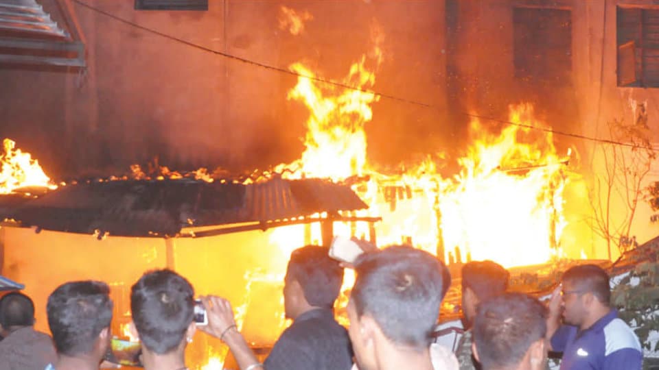 Fire destroys furniture shop at Hunsur