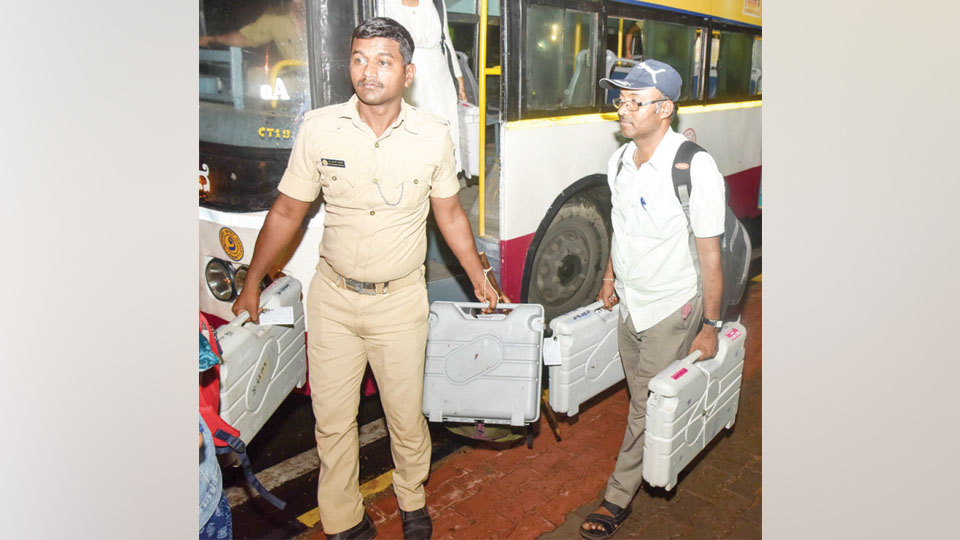 Bus transporting EVMs catches fire