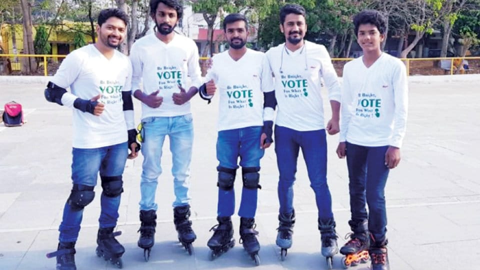 Skaters sensitise voters on polling day in city