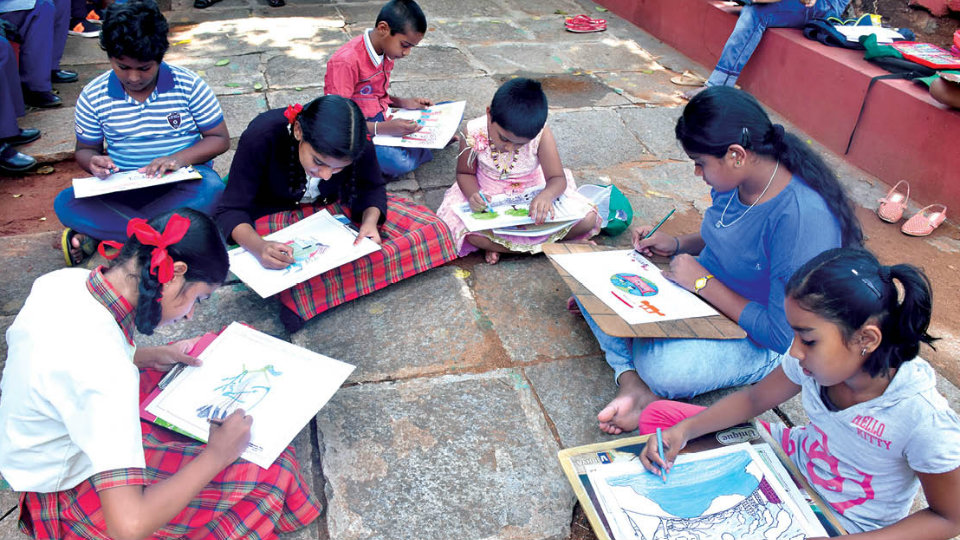 Children portray environment protection through drawings