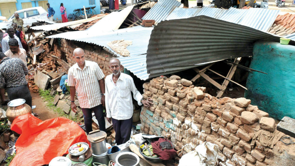 Old, weak house collapses at Gayathripuram