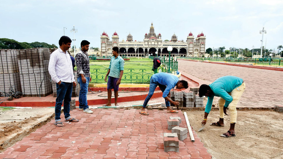 Mysore Palace ready to receive Jumbos, Mahouts and Families