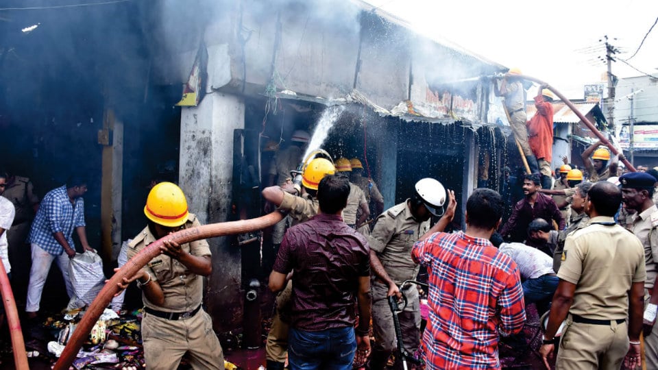 Five shops gutted in fire at Devaraja Market