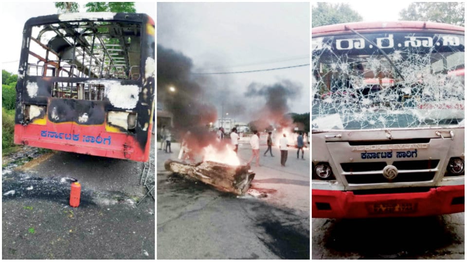 Echo of Congress leader D.K. Shivakumar’s arrest: Buses burnt, roads blocked