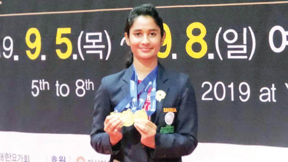 Khushi bags three Gold Medals  in Asian Yoga Championship