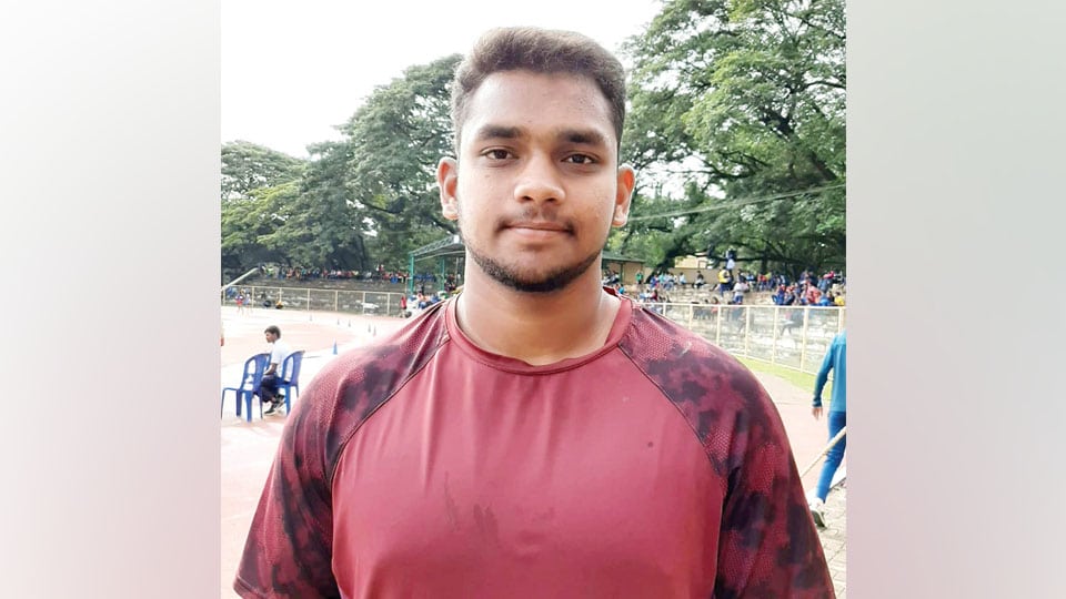 State-level PU Athletic Meet: Mohith Raj wins gold in discus throw