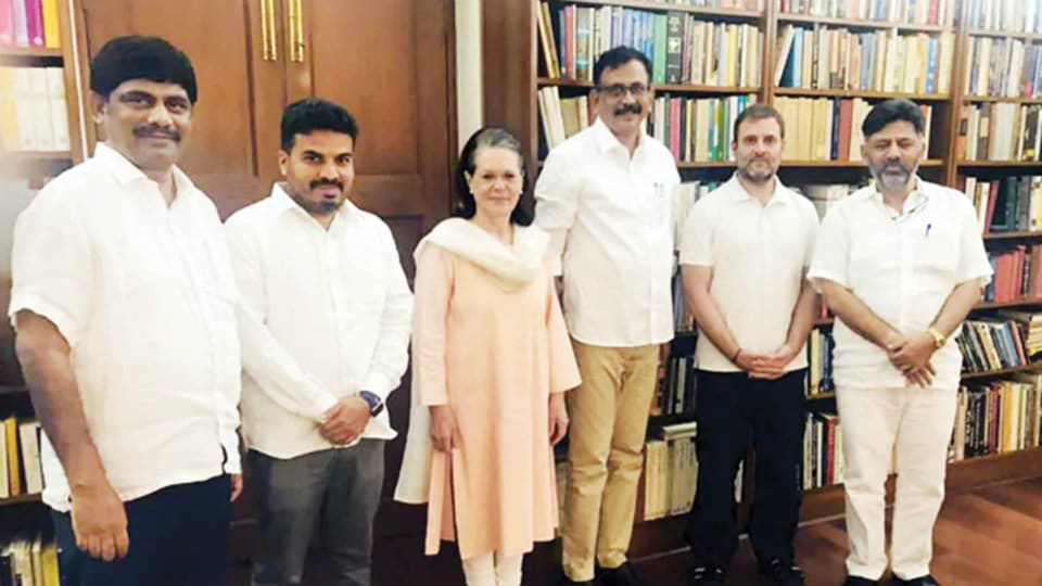 D.K. Shivakumar calls on Sonia, Rahul Gandhi