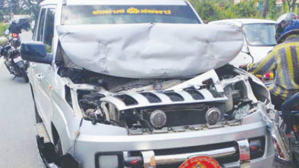 Miraculous escape for Assistant Commissioner as vehicle rams into container truck