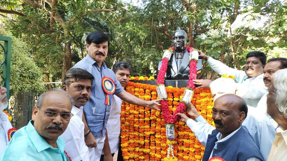 MLA performs Bhoomi Puja for construction of Gopura for Dr. Ambedkar’s bust