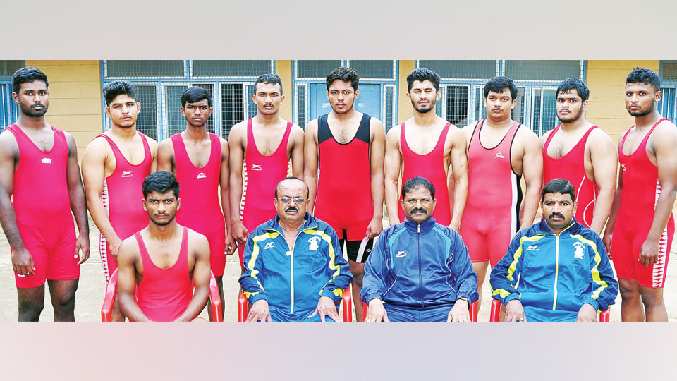 Mysore Varsity wrestling team for All India Championship