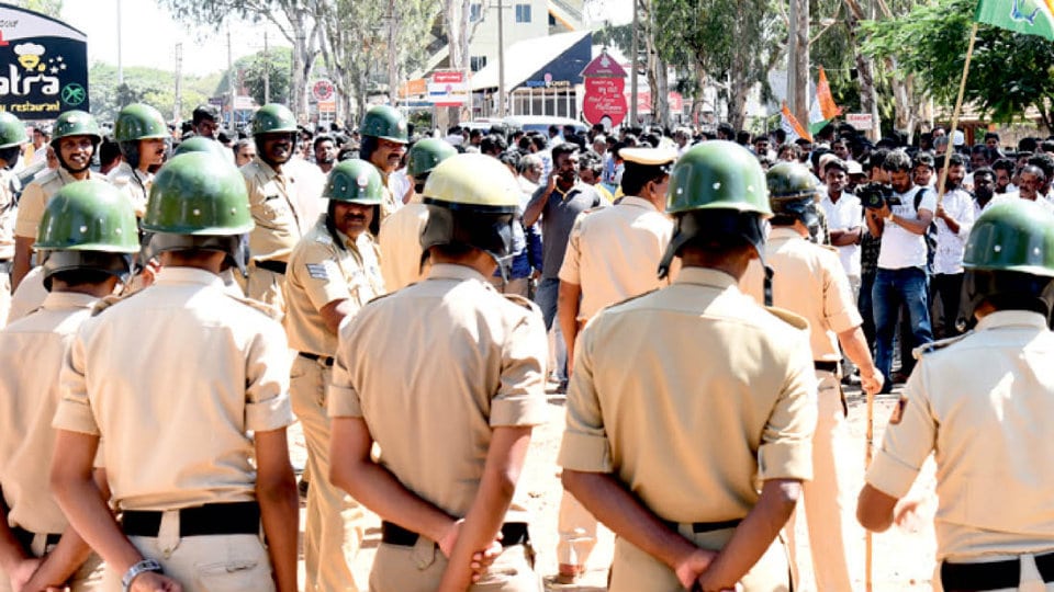 Tight security during counting at Hunsur