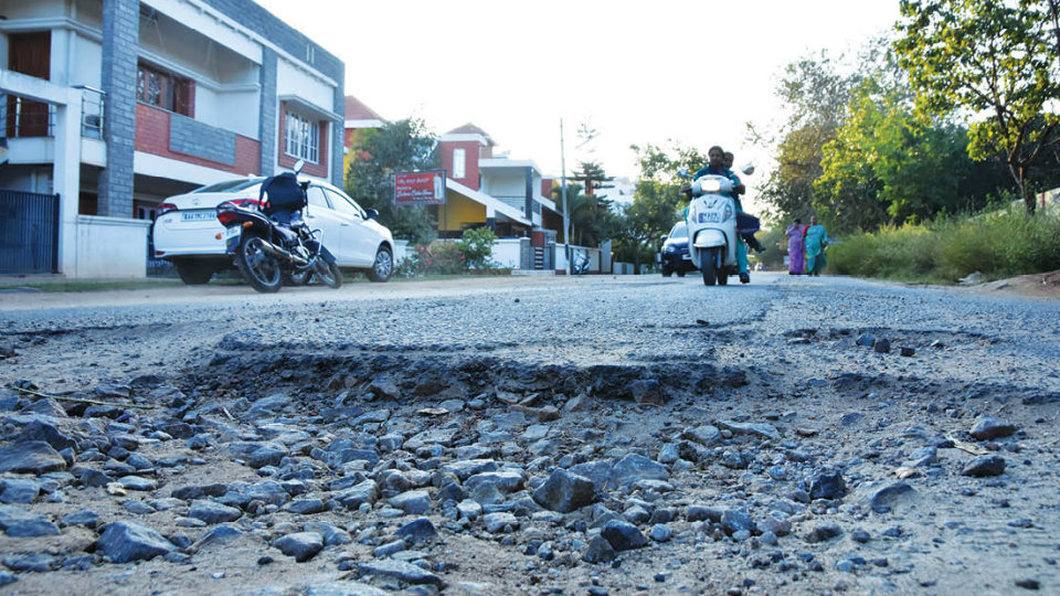Deplorable roads in Vijayanagar 1st Stage