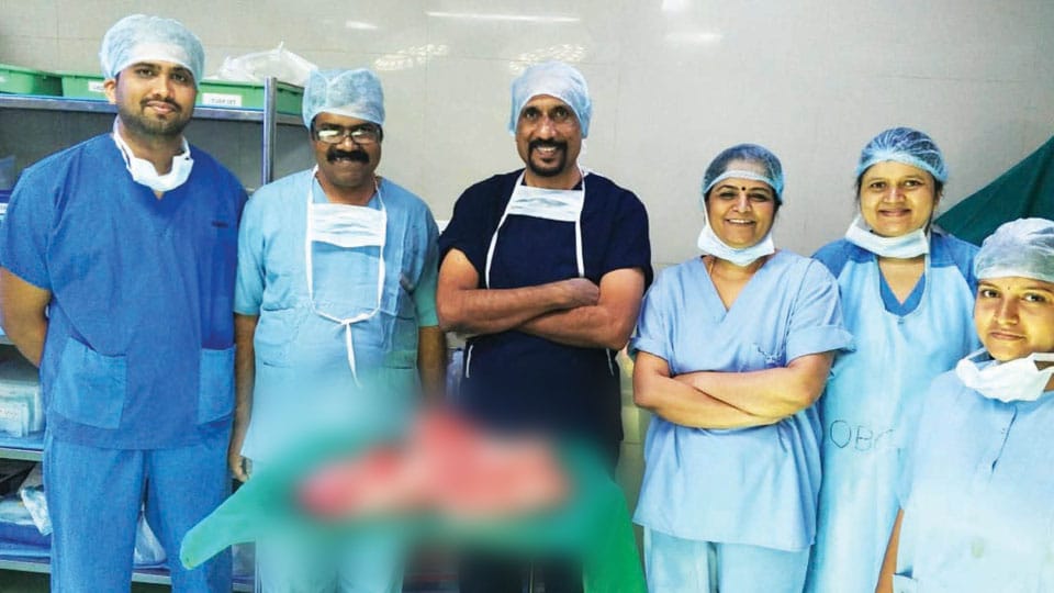 Seven-kilogram uterine fibroid removed at Cauvery Hospital