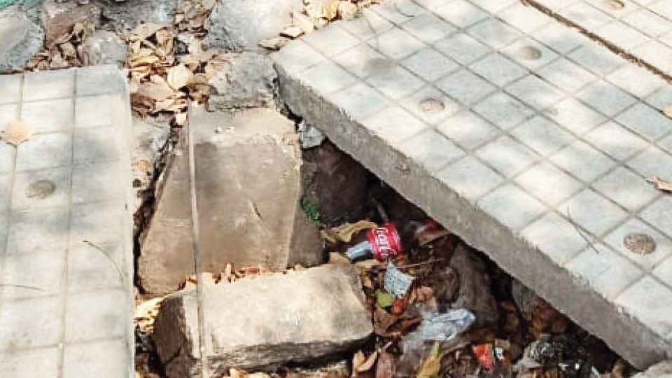 Broken drain cover posing danger at V.V. Mohalla