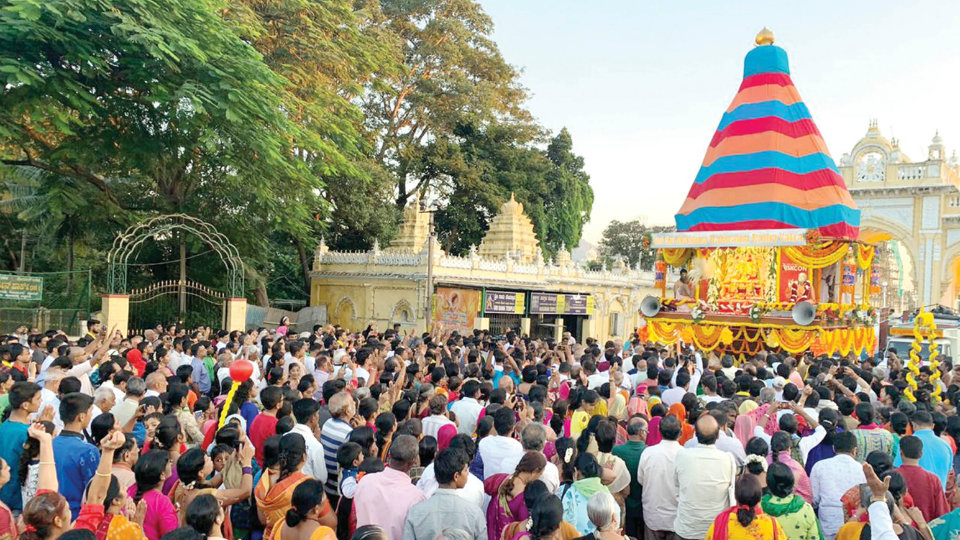 A grand Krishna-Balarama Yatra taken out