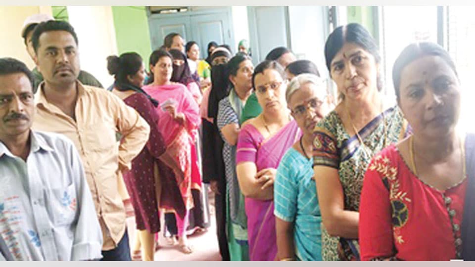 Hunsur CMC Polls Huge turn-out with 75 percent polling