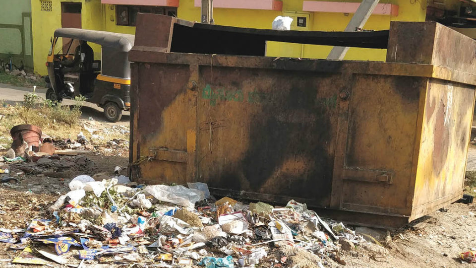 Residents urge public to dump garbage inside bin at N.R. Mohalla