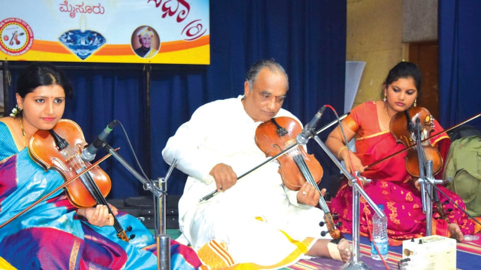 ‘Dhanurvainika Brahma’ title conferred on Violinst HKN