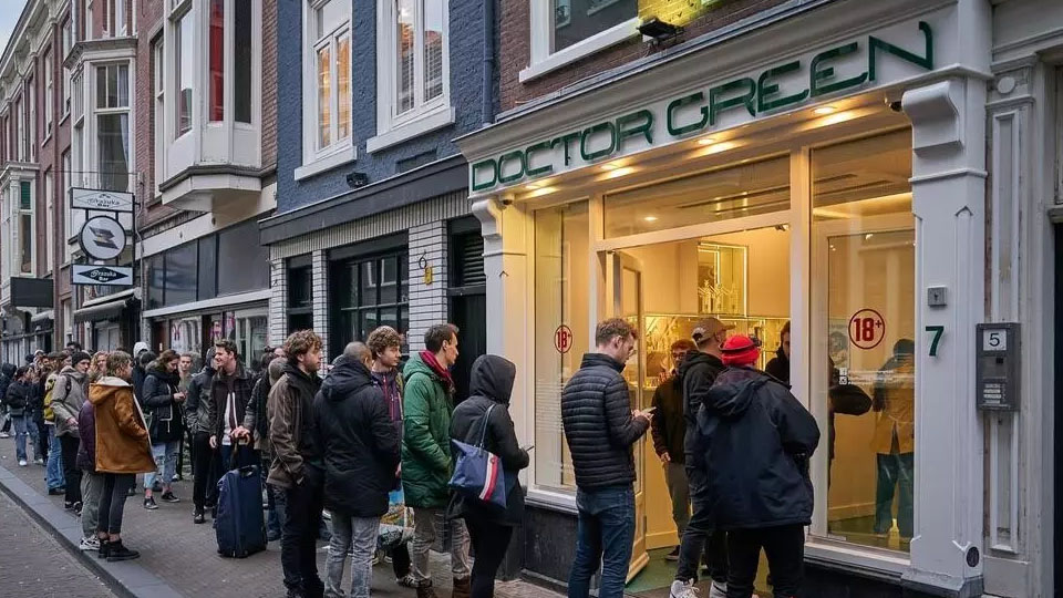 Dutch queue for Cannabis as Coronavirus closes cafes