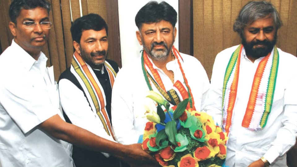 D.K. Shivakumar visits Congress Bhavan at Bengaluru