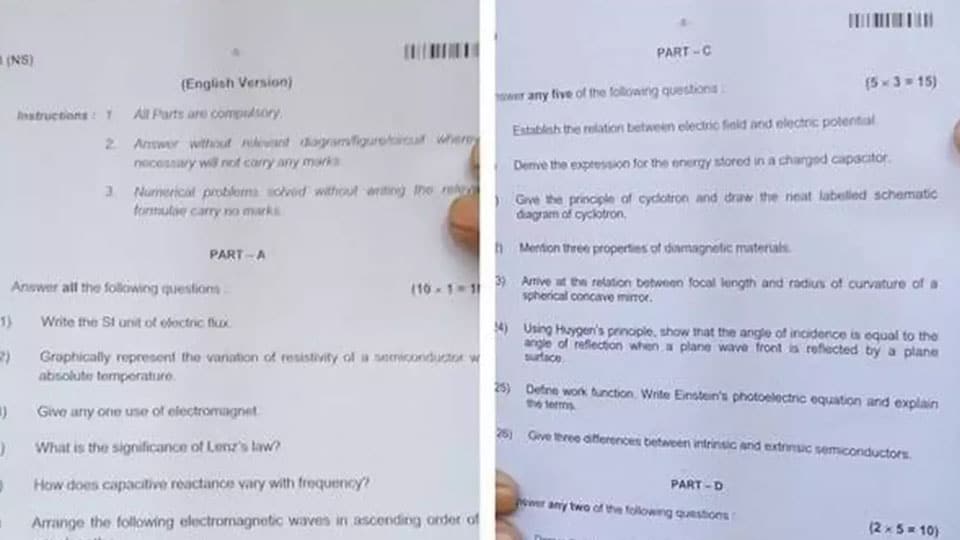 PUC Physics Question paper leak: Two arrested, Supervisor suspended