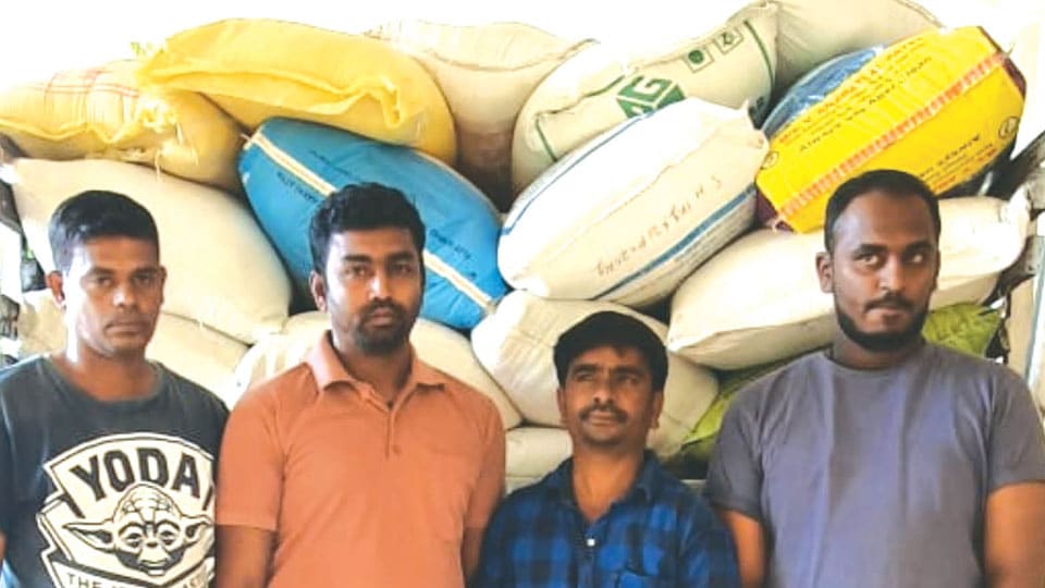 Four arrested for illegally hoarding 49 quintals of PDS rice