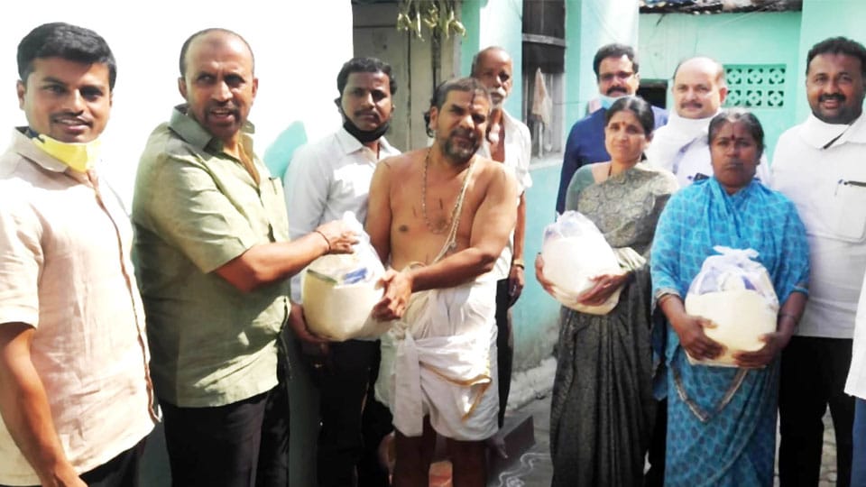 MLA Nagendra distributes rations to needy persons