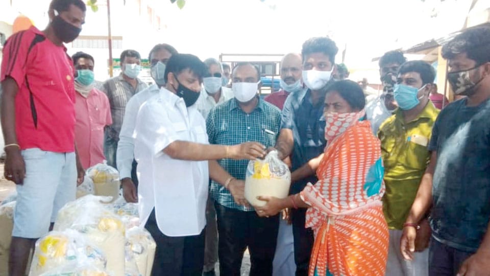 Instead of cooked food… Essential Commodities’ Kit distributed