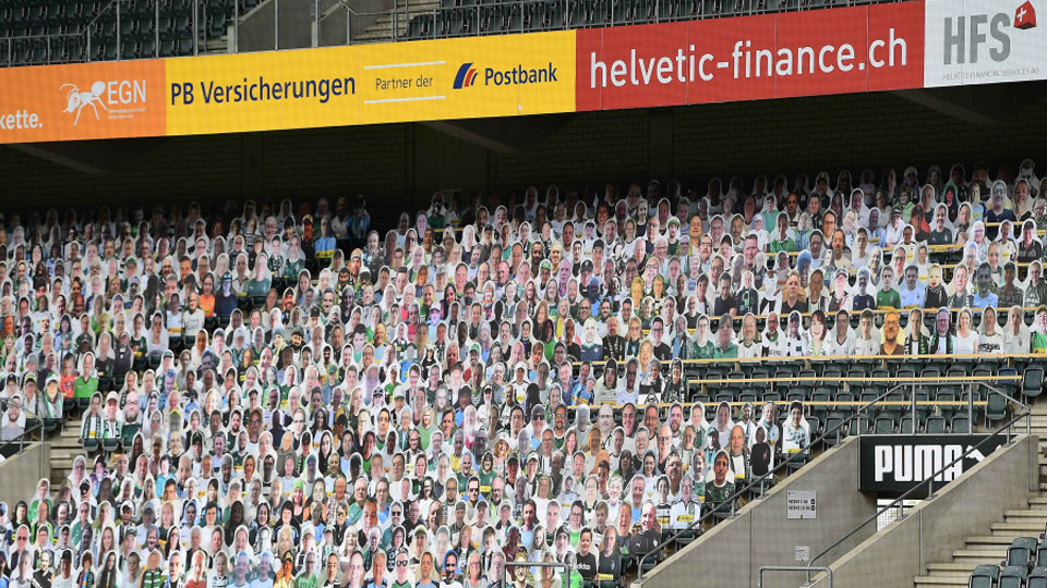 German soccer fills stadium with cardboard fans