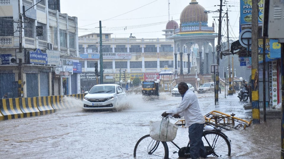 Heavy rains turn city roads into rivers