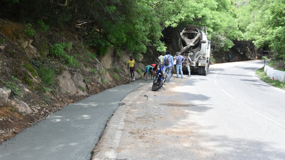 Chamundi Hill Road widening  works in full swing