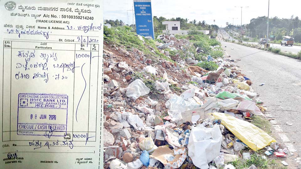 PWD Contractor fined Rs. 10,000 for dumping  construction debris on Govt. land