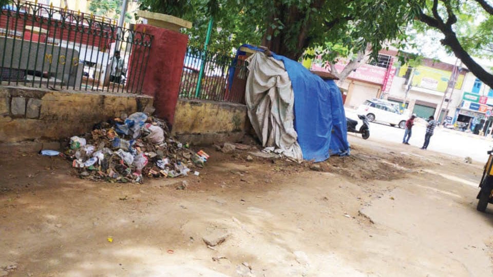 A permanent garbage dumping spot at Tilak Nagar