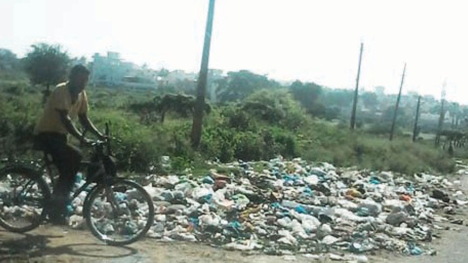 Roadside garbage dumping, an  eyesore on Gen. Thimayya Road