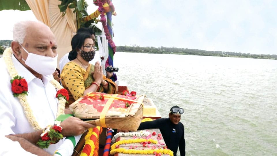 Yediyurappa offers bagina at KRS Dam for the fifth time