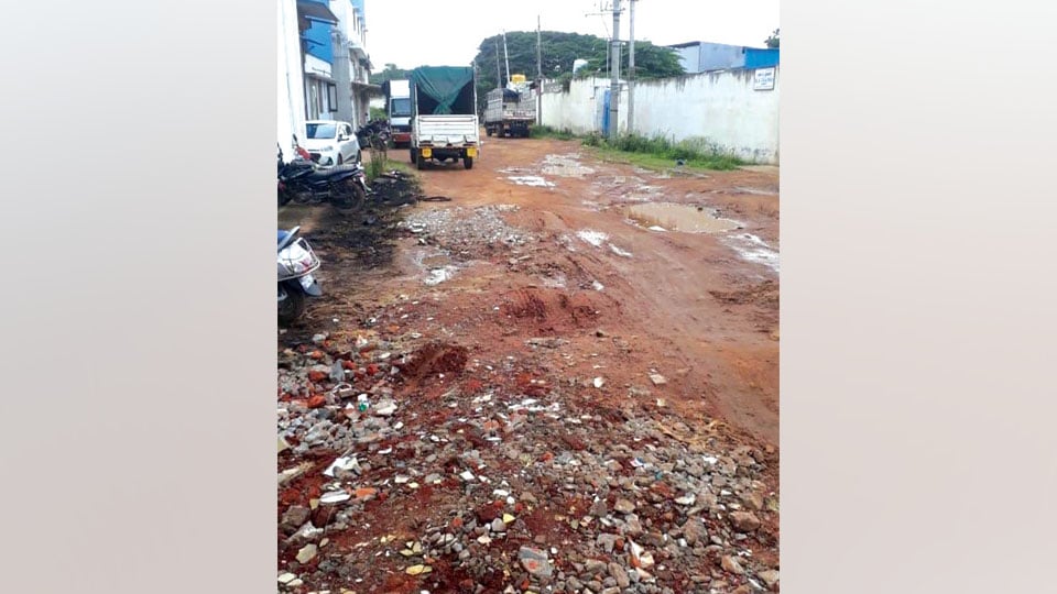 Pathetic condition of roads at Bannimantap Industrial Area
