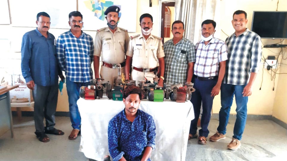 Man held for stealing water pumps