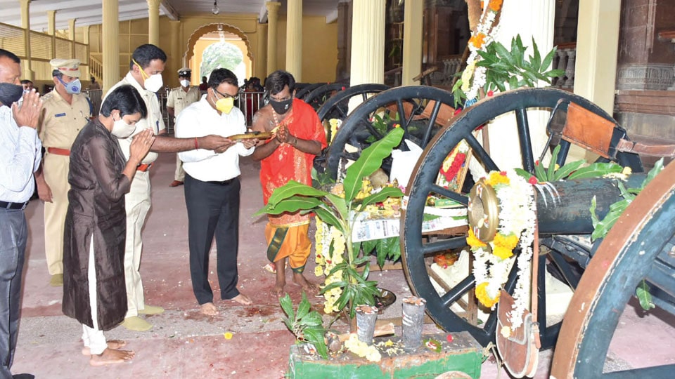 Traditional puja offered to Palace cannons