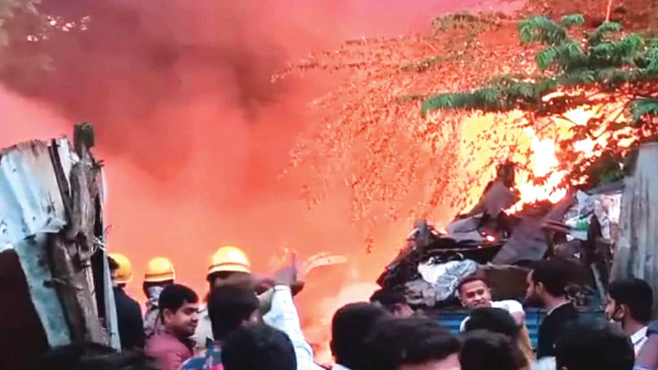 Accidental fire destroys materials worth Rs. 6 lakh at godown