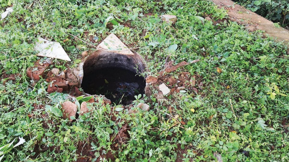 Open manhole, a disaster in waiting at Dattagalli