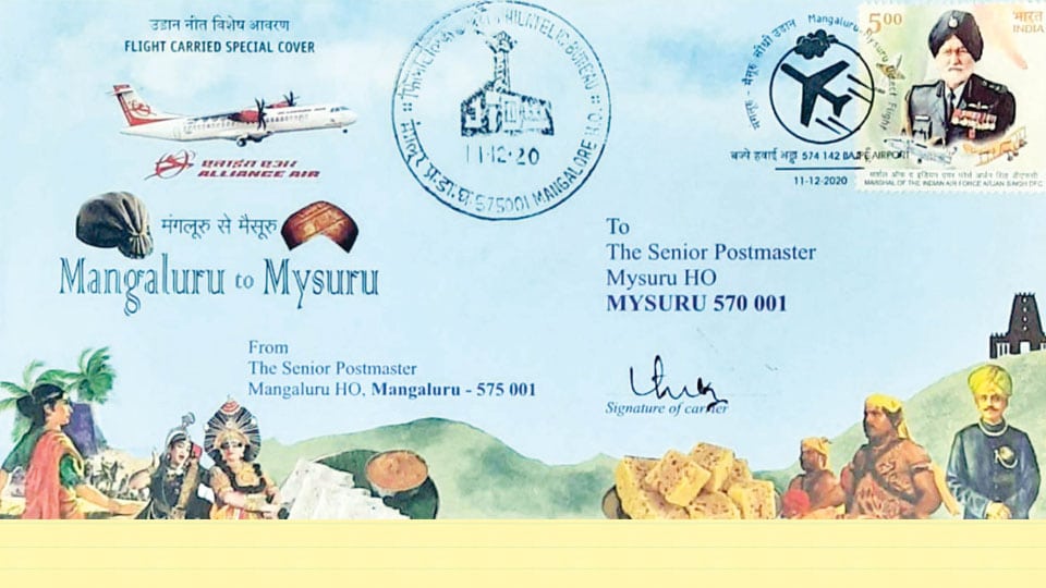 Special postal cover flies to and fro Mysuru-Mangaluru in just 3 hours